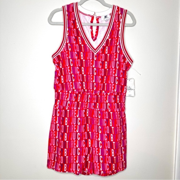 NWT Juicy Couture Terry Cloth Logo Romper Shorts Elastic Waist V Neck Woman’s M - Picture 2 of 11